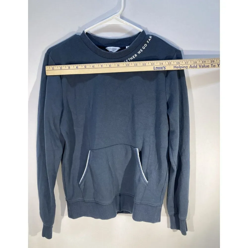 Peloton Elevate Pocket Crewneck Pullover XS Gray Blue Together We Go Far